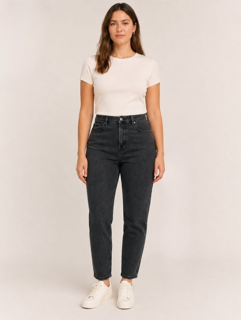 Sezane Brut Sexy Tapered Straight Leg Black Denim Mid-Rise Jeans Sz 10